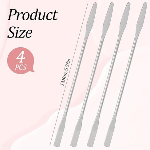Sibba 4Pcs Small Metal Spatula, Stainless Steel Lab Spatula, Double-Ended Square/Round Lab Tool, Makeup Spatulas Tool for Mixing Cosmetics, 5.9'' in Saudi Arabia