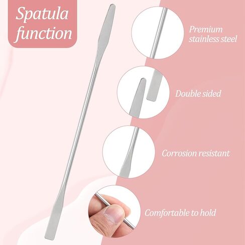 Sibba 4Pcs Small Metal Spatula, Stainless Steel Lab Spatula, Double-Ended Square/Round Lab Tool, Makeup Spatulas Tool for Mixing Cosmetics, 5.9'' in Saudi Arabia