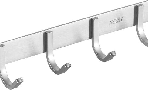 Coat Hook Hanger Wall Mounted 17-Inch Towel Hook Rack with 7 Hooks, Easy Installation Rail for Bedroom, Bathroom, Foyer, Hallway, Office, Rust and Water Proof (Stainless Steel Brushed Nickel) in Saudi Arabia