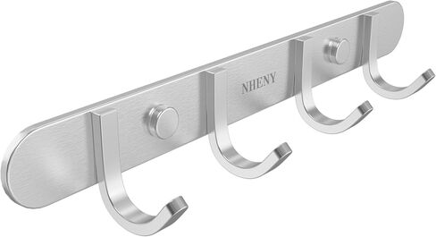 Coat Hook Hanger Wall Mounted 17-Inch Towel Hook Rack with 7 Hooks, Easy Installation Rail for Bedroom, Bathroom, Foyer, Hallway, Office, Rust and Water Proof (Stainless Steel Brushed Nickel) in Saudi Arabia