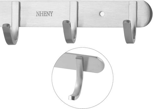 Coat Hook Hanger Wall Mounted 17-Inch Towel Hook Rack with 7 Hooks, Easy Installation Rail for Bedroom, Bathroom, Foyer, Hallway, Office, Rust and Water Proof (Stainless Steel Brushed Nickel) in Saudi Arabia