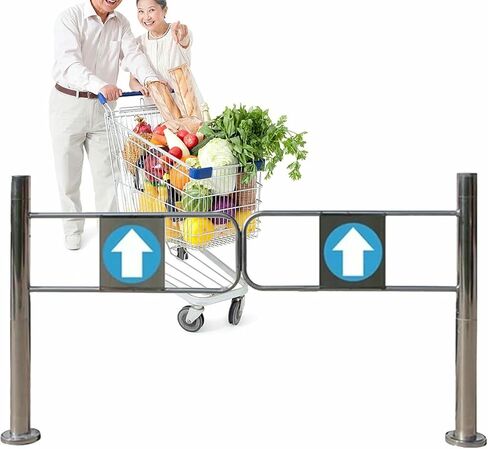 Warehouse Metal Safety Gate, Supermarket Entrance Swing Gate, Automatic Closing Unidirectional Fence Door for Cashier Counter in Saudi Arabia