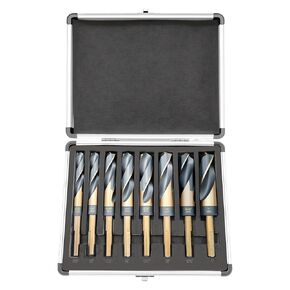 Pro Edge 8pcs Reduced Shank Drill Bit Set, M2 HSS Metal Drill Bits for Wood Plastic, 135° Split Point, 1/2" Reduced Shank, Sizes from 9/16" to 1" Silver and Deming with Aluminum Carry Case in Saudi Arabia