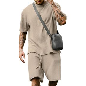 Yimoon Men's 2 Piece Outfits Oversized Short Sleeve T Shirt & Shorts Set Summer Casual Tracksuit in Kuwait