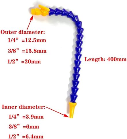 Flexible Water Oil Coolant Pipe Hose, Water Oil Coolant Pipe for Lathe CNC Machine with Male Thread Multiple Sizes Length 30-60cm(Flat-400mm,3/8") in Saudi Arabia