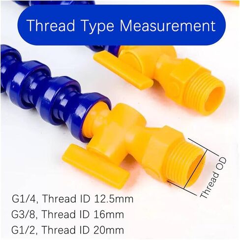 Flexible Water Oil Coolant Pipe Hose, Water Oil Coolant Pipe for Lathe CNC Machine with Male Thread Multiple Sizes Length 30-60cm(Flat-400mm,3/8") in Saudi Arabia