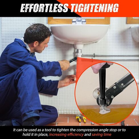 Plumbing Tools, Angle Stop Wrench Kit, Plumbing Wrench. New Compression Angle Stop and Removing the Compression Ring Professional Plumbing Toolset For Easy Angle Stop And Supply Nut Installation in Saudi Arabia