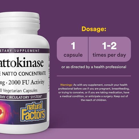 Natural Factors - Nattokinase 100mg, Supports Circulatory Health, 60 Vegetarian Capsules in Saudi Arabia