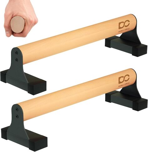 Double Circle Parallettes Push Up Bar with Ergonomic Wooden Handles - Calisthenics Equipment - Non-slip Parallel Bars for Strength Training and Calisthenics - Pushup Handles Parallettes Bars in Saudi Arabia