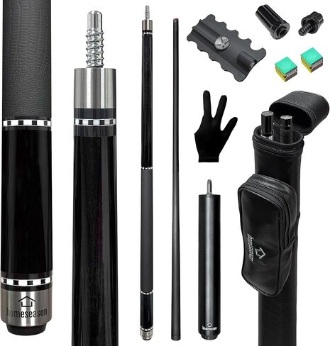 HomeSeason 58inch Carbon Fiber Pool Cue Stick with Screw-in Extension and Leather Case, 18oz Low Deflection Professional Cue Stick for Billiards, 13mm Tip in Saudi Arabia