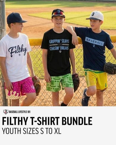 مجموعة تي شيرت Baseball Lifestyle 101 Filthy Youth للأولاد بمقاسات الشباب S-XL in Kuwait