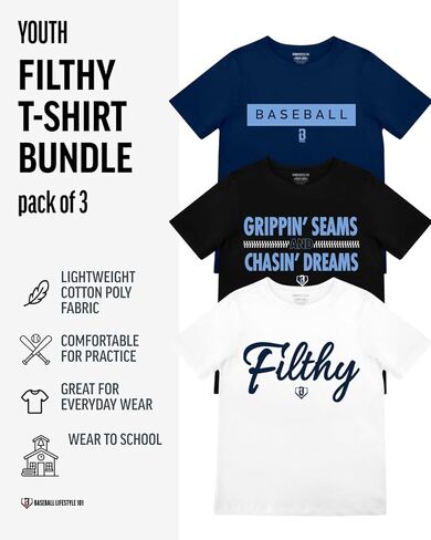 مجموعة تي شيرت Baseball Lifestyle 101 Filthy Youth للأولاد بمقاسات الشباب S-XL in Kuwait