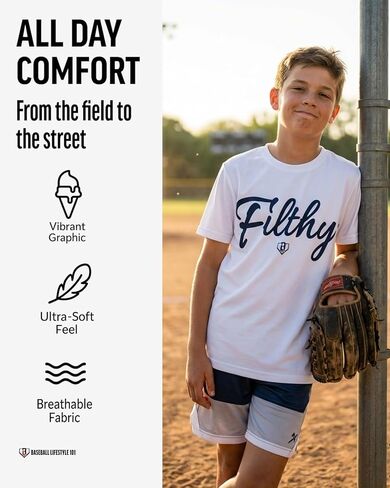 مجموعة تي شيرت Baseball Lifestyle 101 Filthy Youth للأولاد بمقاسات الشباب S-XL in Kuwait