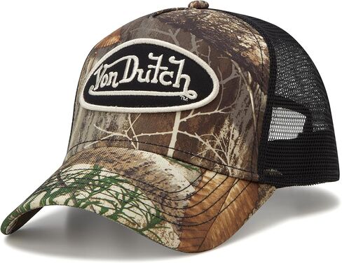 قبعة سائق الشاحنة Von Dutch للرجال والنساء - قبعة بيسبول قابلة للتعديل بحافة منحنية Realtree Camo للصيد للرجال والنساء in Kuwait