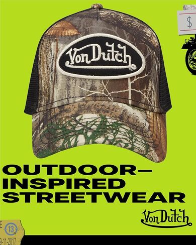 قبعة سائق الشاحنة Von Dutch للرجال والنساء - قبعة بيسبول قابلة للتعديل بحافة منحنية Realtree Camo للصيد للرجال والنساء in Kuwait