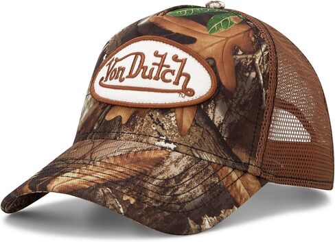قبعة سائق الشاحنة Von Dutch للرجال والنساء - قبعة بيسبول قابلة للتعديل بحافة منحنية Realtree Camo للصيد للرجال والنساء in Kuwait