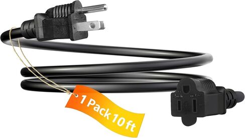 2 Pack 3FT Extension Cord 3 Prong 16 Gauge AWG Heavy Duty Power Cord, NEMA 5-15P to NEMA 5-15R ETL Listed, 3 Feet Power Cable for Home Office Indoor and Outdoor Use in Saudi Arabia
