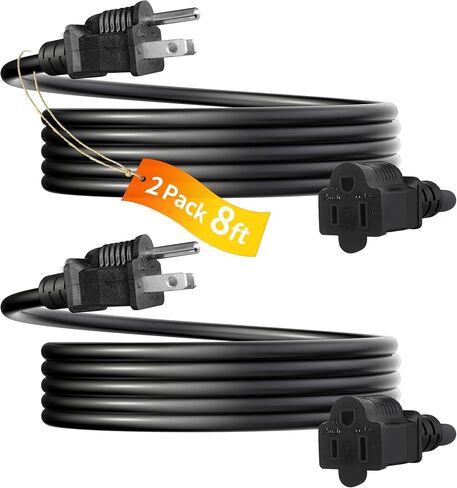 2 Pack 3FT Extension Cord 3 Prong 16 Gauge AWG Heavy Duty Power Cord, NEMA 5-15P to NEMA 5-15R ETL Listed, 3 Feet Power Cable for Home Office Indoor and Outdoor Use in Saudi Arabia