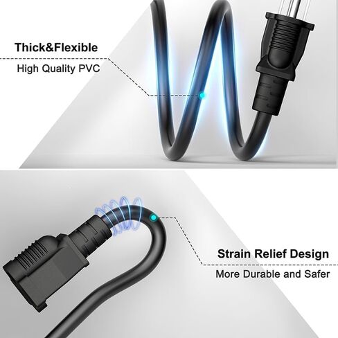 2 Pack 3FT Extension Cord 3 Prong 16 Gauge AWG Heavy Duty Power Cord, NEMA 5-15P to NEMA 5-15R ETL Listed, 3 Feet Power Cable for Home Office Indoor and Outdoor Use in Saudi Arabia