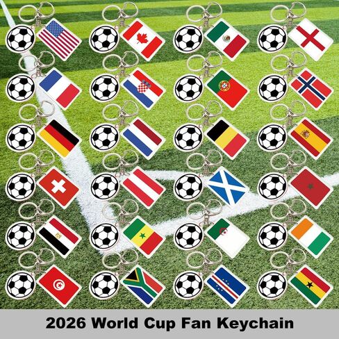 سلسلة مفاتيح كأس العالم لكرة القدم 2026 - سلسلة مفاتيح علم كأس العالم 2026، هدية وتذكار لمحبي كرة القدم (قطعتان) in Kuwait