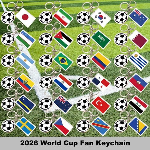 سلسلة مفاتيح كأس العالم لكرة القدم 2026 - سلسلة مفاتيح علم كأس العالم 2026، هدية وتذكار لمحبي كرة القدم (قطعتان) in Kuwait