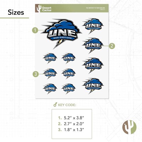 Desert Cactus University of New England Sticker UNE Nor'Easters Vinyl Decals Laptop Water Bottle Car Scrapbook Sheet (Type 3-1) in Saudi Arabia