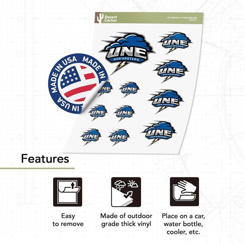 Desert Cactus University of New England Sticker UNE Nor'Easters Vinyl Decals Laptop Water Bottle Car Scrapbook Sheet (Type 3-1) in Saudi Arabia