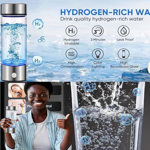 Hydrogen Water Bottle, Portable Hydrogen Water Bottle Generator with SPE PEM Technology Water Ionizer, Hydrogen Water Machine Improve Water for Home, Office, Travel, Exercise in Saudi Arabia