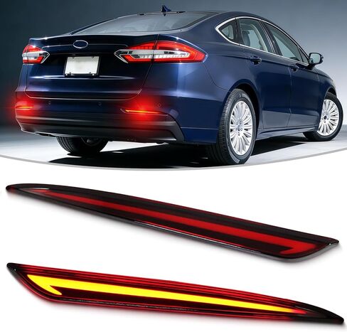 ضوء عاكس المصد الخلفي LED متوافق مع 2013-2020 Ford Fusion Mondeo Tail Brake Lamp DRL Turn Signal (عدسة مدخنة) in Saudi Arabia