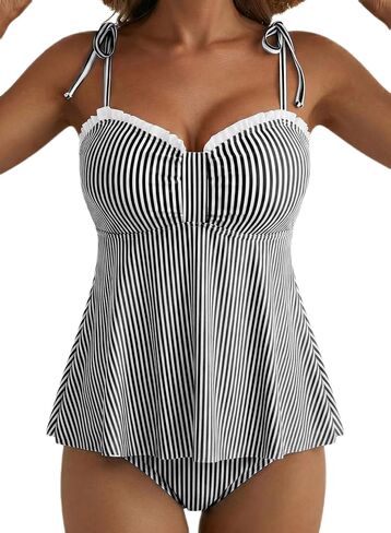 Aleumdr إمرأة Tankini ثوب السباحة التعادل عقدة 2026 الصيف قطعتين ملابس السباحة المطبوعة السباحة تانك الأعلى مع ارتفاع الخصر القاع in Saudi Arabia