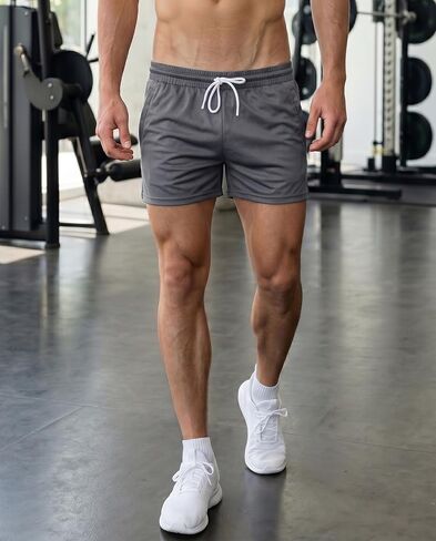 AIMPACT Mens Mesh Shorts with Zipper Pockets 3/5 Inch Running Gym Athletic Workout Jogging Shorts Lightweight Quick Dry in Saudi Arabia