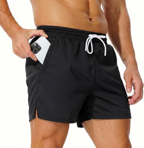 AIMPACT Mens Mesh Shorts with Zipper Pockets 3/5 Inch Running Gym Athletic Workout Jogging Shorts Lightweight Quick Dry in Saudi Arabia