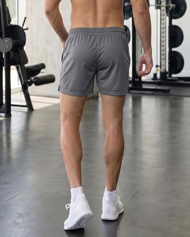 AIMPACT Mens Mesh Shorts with Zipper Pockets 3/5 Inch Running Gym Athletic Workout Jogging Shorts Lightweight Quick Dry in Saudi Arabia