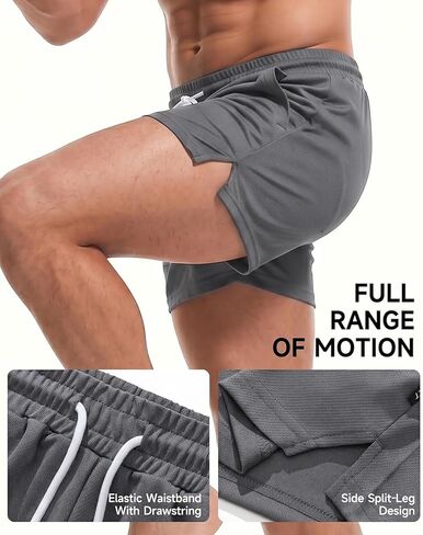 AIMPACT Mens Mesh Shorts with Zipper Pockets 3/5 Inch Running Gym Athletic Workout Jogging Shorts Lightweight Quick Dry in Saudi Arabia