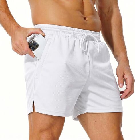 AIMPACT Mens Mesh Shorts with Zipper Pockets 3/5 Inch Running Gym Athletic Workout Jogging Shorts Lightweight Quick Dry in Saudi Arabia