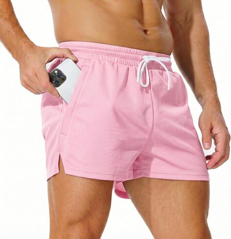 AIMPACT Mens Mesh Shorts with Zipper Pockets 3/5 Inch Running Gym Athletic Workout Jogging Shorts Lightweight Quick Dry in Saudi Arabia