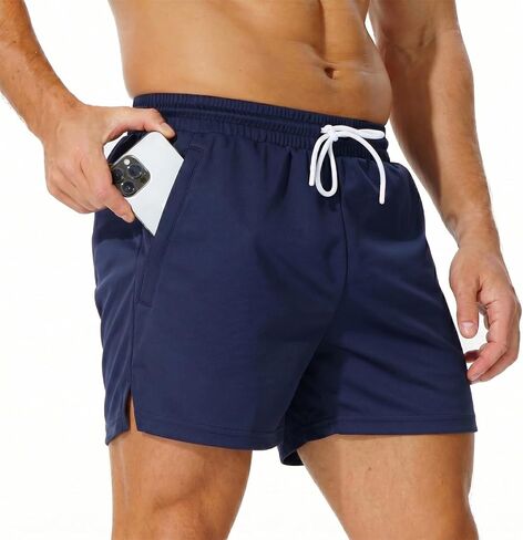 AIMPACT Mens Mesh Shorts with Zipper Pockets 3/5 Inch Running Gym Athletic Workout Jogging Shorts Lightweight Quick Dry in Saudi Arabia