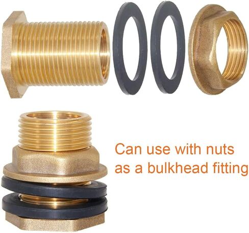 Joywayus Bulkhead Adapter 1/2" NPT Female × 3/4" G Male Brass Bushing Extension Pipe Fitting Water Tank Connector in Saudi Arabia