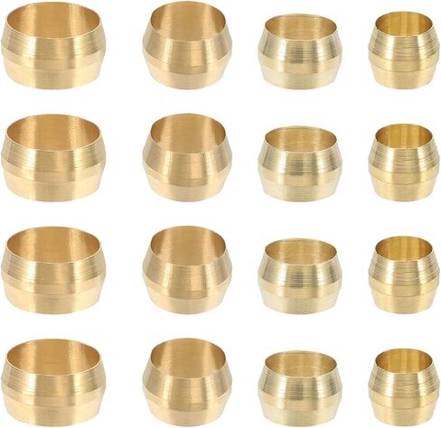 PATIKIL 160Pcs Brass Compression Sleeves Ferrules, Tube OD 1/4" 5/16" 3/8" 1/2" Compression Fittings Assortment Kit for Connecting Air, Fuel, Water, Oil and Inert Gases Lines in Saudi Arabia