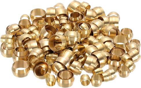 PATIKIL 160Pcs Brass Compression Sleeves Ferrules, Tube OD 1/4" 5/16" 3/8" 1/2" Compression Fittings Assortment Kit for Connecting Air, Fuel, Water, Oil and Inert Gases Lines in Saudi Arabia