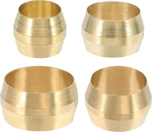 PATIKIL 160Pcs Brass Compression Sleeves Ferrules, Tube OD 1/4" 5/16" 3/8" 1/2" Compression Fittings Assortment Kit for Connecting Air, Fuel, Water, Oil and Inert Gases Lines in Saudi Arabia