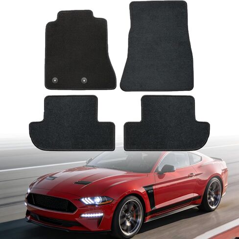 GXARTS Car Floor Mats Carpet Full Set Fit for Ford Mustang 2005 2006 2007 2008 2009 2010 2011 2012 2013 2014 | All-Weather Protect, Velour, Black 4PCS | Waterproof ＆ Anti Sliding Back in Saudi Arabia