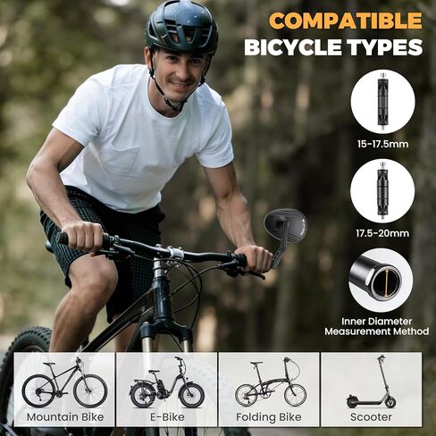 West Biking Universal Bike Mirrors – Safe Rear View for Bikes & E-bikes, Bicycle Mirror Compatible with 15-20 mm Handlebar Ends（One Piece ） in Saudi Arabia