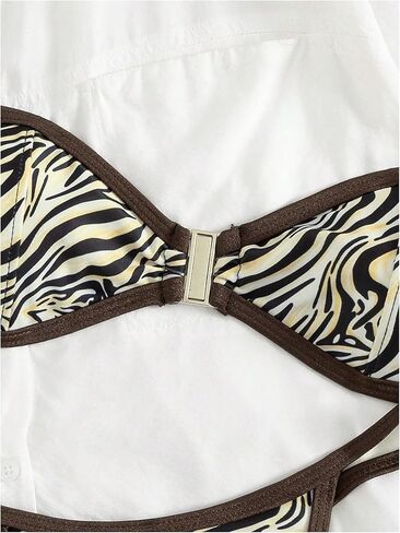 GORGLITTER Women's 2 Piece Bandeau Bikini Sets Zebra Striped High Cut Strapless Swimsuits Cheeky Beachwear in Saudi Arabia