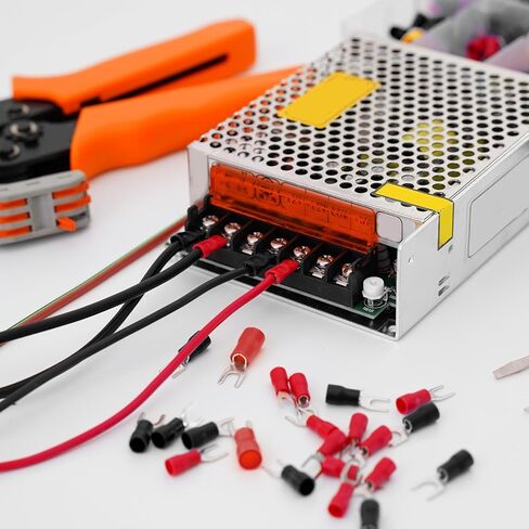200 قطعة من موصلات طرفية شوكة بأسمائها الحقيقية، 22-16 Awg #8 موصل سلك شوكة نحاسية معزولة على شكل حرف U (100 أحمر + 100 أسود) in Saudi Arabia