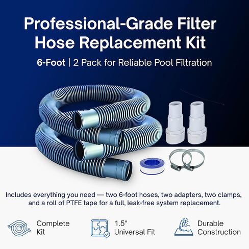 مجموعة استبدال خرطوم فلتر حمام السباحة FibroPool Professional مقاس 1 1/2 بوصة (6 أقدام، عبوتان) in Saudi Arabia