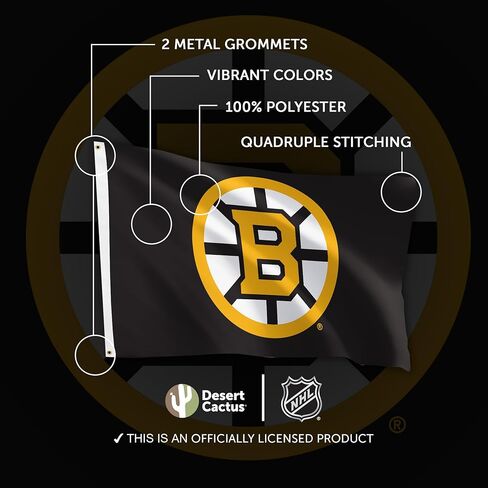 علم صبار الصحراء بوسطن بروينز - 3 × 5 أقدام فريق الهوكي الوطني NHL، قماش متين للاستخدام الداخلي/الخارجي، تصميم بوليستر 100% (تصميم D) in Saudi Arabia