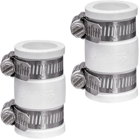 Fernco 1056-075 2 Pack of 3/4-in. Flexible PVC Condensate Pipe Coupling for Plastic Copper Plumbing Connections in White in Saudi Arabia