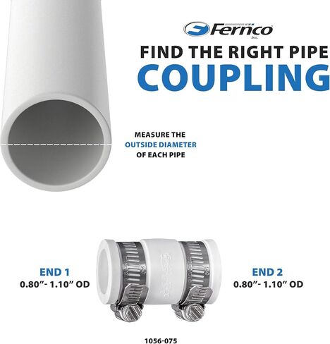 Fernco 1056-075 2 Pack of 3/4-in. Flexible PVC Condensate Pipe Coupling for Plastic Copper Plumbing Connections in White in Saudi Arabia