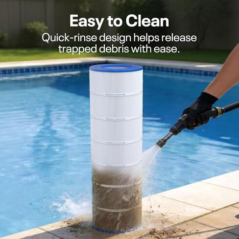 POOLPURE PLF150A Pool Filter Replaces Pentair CC150, CCRP150, PAP150, Ultral-C4, PP-C4, PP-C4-M, Unicel C-9415, R173216, 59054300, Filbur FC-0687, 160317, 160355, 160352, L x OD: 31 1/8" x10 1/16" in Kuwait